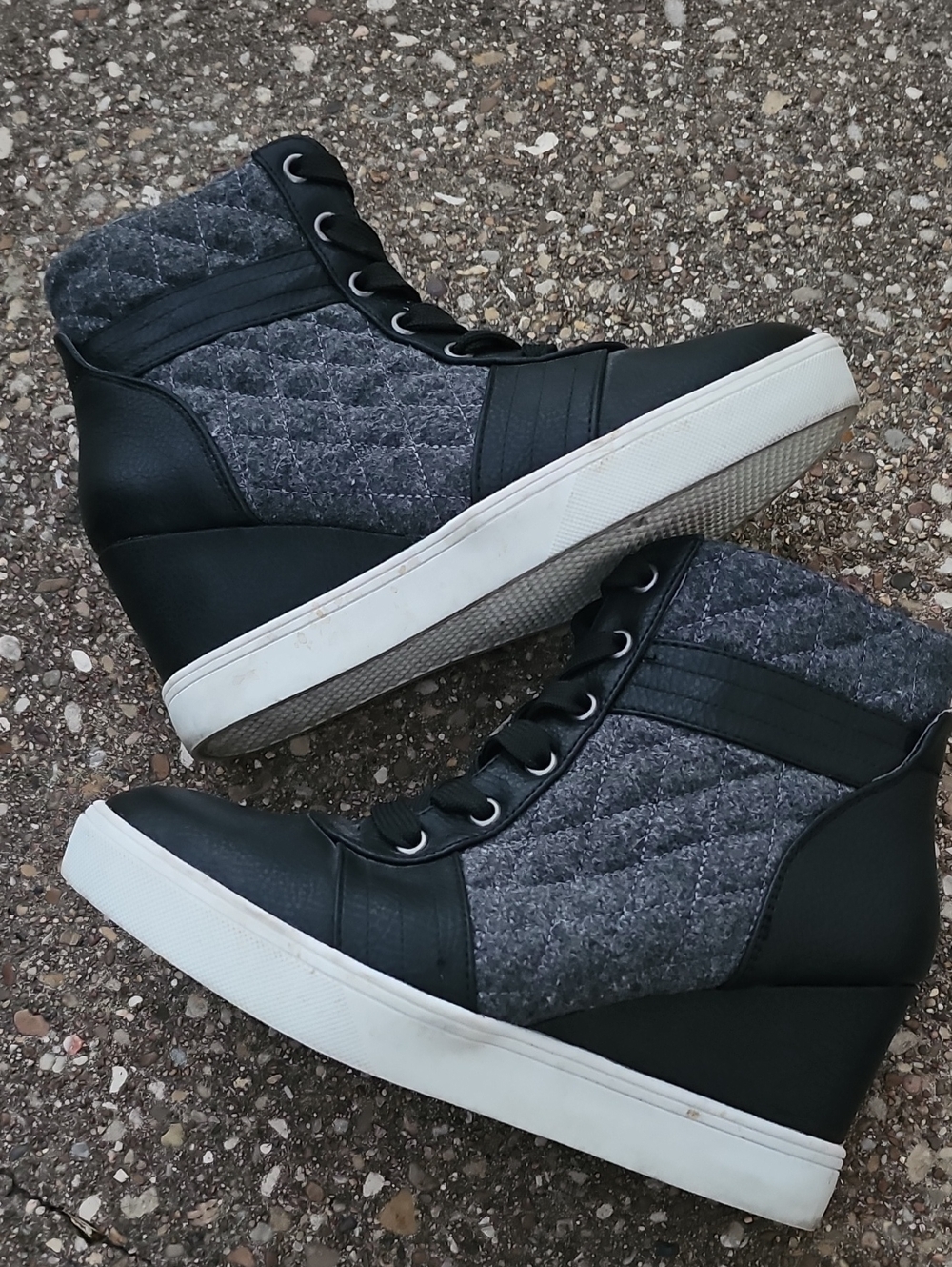 Maurices Gray and Black Wedge High-Top Sneakers